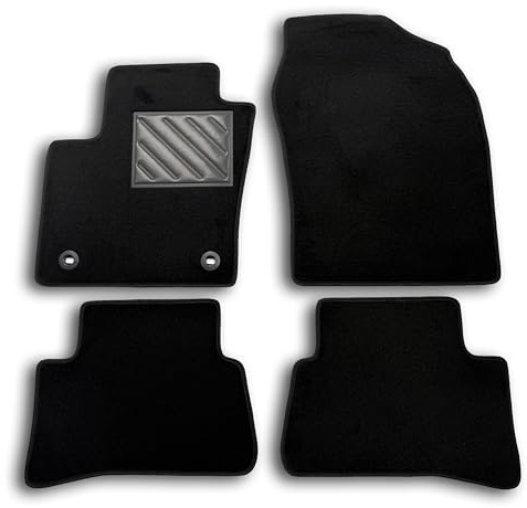 Fußmatten für Toyota C-HR ab 2016-4WD SUV maßgeschneiderte Fußmatten aus schwarzem Teppichstoff mit Knöpfen und verstärktem Gummi-Fersenschutz