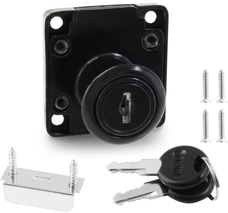 Qjaiune File Cabinet Locks with Key, 7/8 Inch / 22mm Cylinder Length Desktop Lock Mailbox Locks Desk Drawer Lock, Small Cupboard Locks Wardrobe Door Lock for Office Desk (Black, Keyed Different)