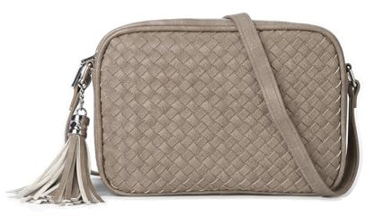 Gladdon Umhängetasche Damen klein,Kleine Handtasche Damen,Elegante geflochtene Umhängetasche mit Quasten