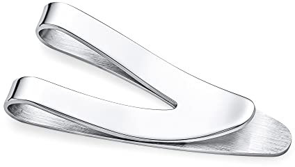 Bling Jewelry Personalisierbarer Gravierbarer V Förmiger Großer Breiter Starker Einfacher Schlichter Herren Geldklammer Kartenhalter Für Männer Teenager Vater Silberfarbener Edelstahl Anpassbar