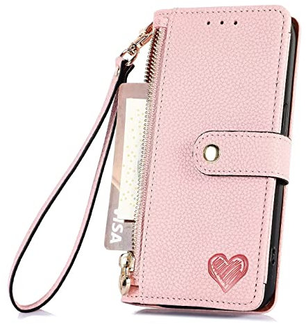 Rnrieyta Miagon Reißverschluss Brieftasche Hülle für iPhone 7 Plus/8 Plus,Magnet Handyhülle Tasche PU Leder Herz Klapphülle Flip Case Geldbörse mit 7 Kartenfach