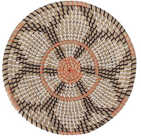 Décoration de Panier Mural, Décor à Suspendre en Rotin tissé à la Main Boho, Bol Décoratif en Jonc de Mer de 35 Cm, Corbeille à Fruits en Rotin, Paniers Ronds en Osier Plat pour