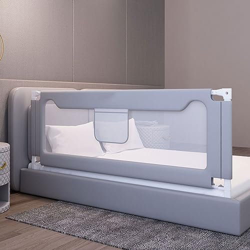 HUHJYUGE Bettschutzgitter für Kleinkinder, Bettschutzgitter für Kinder, Baby Bettgitter Klappbar, Höhenverstellbar Kinderbettgitter für Kinder mit Luftiges Netz (A 1.2m)