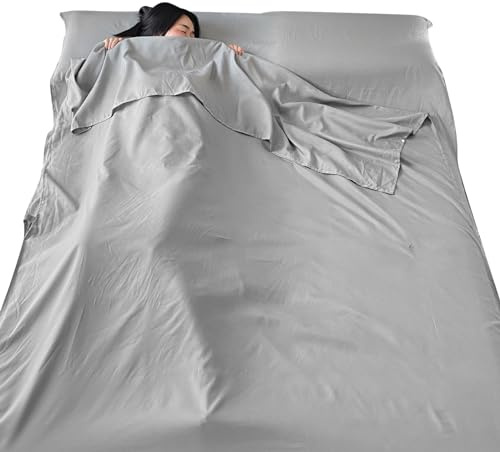 Sacco a pelo, leggero sacco a pelo, 210 x 115 cm, in cotone, con fessura per cuscino, per campeggio, escursionismo, ostelli e uno dei tuoi oggetti essenziali per lo zaino in spalla
