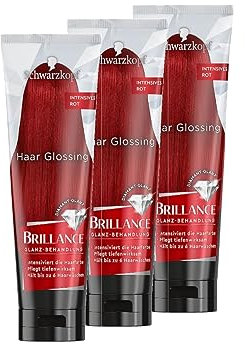 Brillance Glanz-Behandlung, Haar Glossing intesives Rot (150 ml), temporäre Haarfarbe, die wie eine Haarmaske angewendet werden kann, hält bis zu 6 Haarwäschen, 3x 150 ml