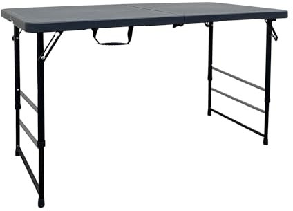 Alextend Klapptisch, 101,6 cm, tragbarer Kunststofftisch, höhenverstellbar, zusammenklappbar, für Partys im Innen- und Außenbereich, Picknick, Camping (Schwarz)