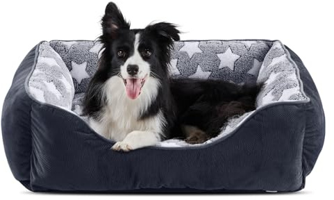 FURTIME Panier pour Chien, Lit pour Chien Moyen Taille Lavable, Antidérapant Coussin Anti-anxiété Doux pour Moyen Grande Chiens et Chats, Doux et Confortable, L(76x61x23cm)