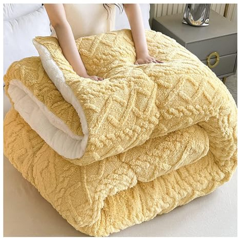 KemNet Edredón Nórdico, Invierno Colcha Cordero Cachemira Manta Edredón Cama 135/150 Edredon De Invierno Cálido,Suave, Transpirable para Invierno,Blue,150x200cm (3kg)