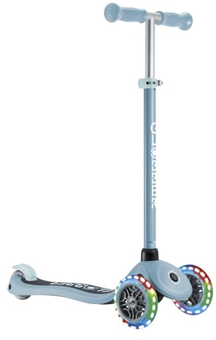 Globber Primo Lights – Tretroller mit 3 Rädern für Kinder von 3 bis 7 Jahren, Pastellblau