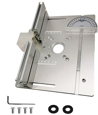 Frästisch Einlegeplatten, Aluminiumlegierung Frästisch Einlegeplatte für Oberfräsen, Holzbearbeitungstisch-Fräsplatte mit Gehrungsanschlagführung, Aluminium-Zaun-Gleithalterung(85x85/70x60mm