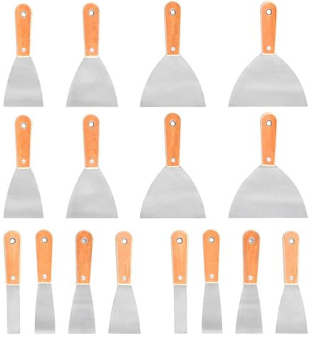 JIEHIN 16 Stück Spachtel Set, 8 Größen Edelstahl Spachtel mit Holzgriff, Malerspachtel Set Tapetenspachtel Spachtel Werkzeug zum Schaben Kratzen, 25mm 40mm 50mm 60mm 75mm 100mm 125mm 150mm