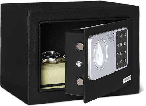 Amazon Basics Steel Security Safe and Lock Box with Electronic Keypad, 4.5 L, Black