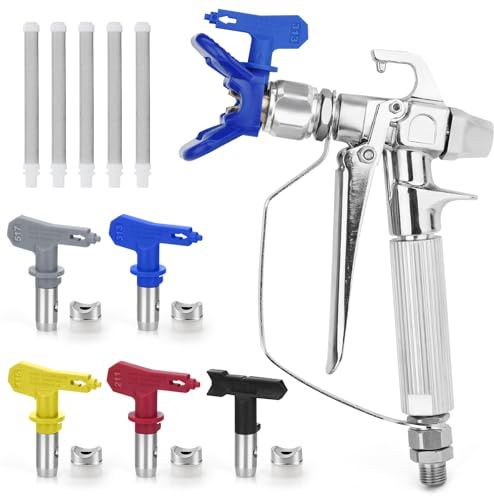 Airless Lackierpistole, Hochdruck, 3600 PSI, 5-teilig, Airless-Lackierpistole, Filter, 5 Düsendüsen, 1 Düsenhalter