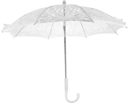 BESPORTBLE Weißer Spitzenregenschirm Hochzeit Leichter Kinder Bühnen Regenschirm mit Kunststoff und Edelstahl Elegante Fotorequisite für Tanz und Brautfotos