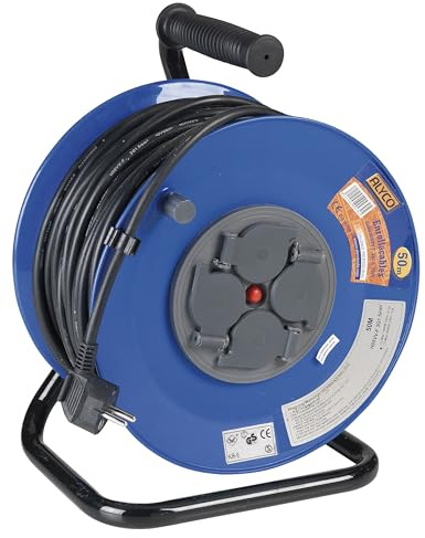 Enrollacables 50m H05VV-F 3G1.5 con Tapa, Ideal para organizar y Proteger Cables en Trabajos eléctricos y Eventos.