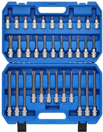 CASOMAN 34 PCS 1/2-Inch Drive Impact Torx Bit Socket Set, CR-V, T20-T80, Standard & Extra Long