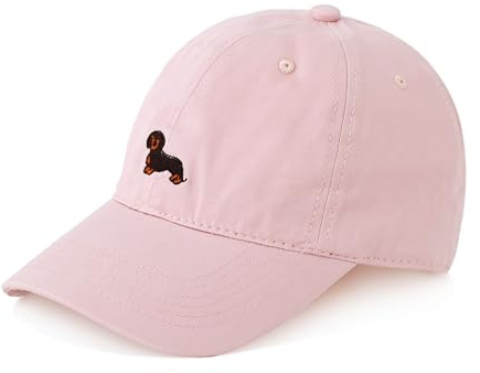 Made by Nami Cap Damen oder Herren Rosa Basecap mit besticktem Dackel Cappy Frauen Größenverstellbar Baumwolle Dackel Geschenke