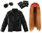 Adults Rock Star Costume - Medium - Long Ginger Wig, Paisley Red Bandana, Sunglasses, Black Studded Gloves, Black Leather-Look Jacket - Mens 80s Rock Band Fancy Dress Costume