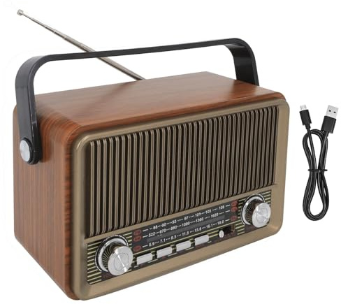 Poste Radio Vintage Retro, AM/FM/SW Poste Radio Portable Rechargeable avec Batterie 1800mAh, Radio Bluetooth Supports USB/TF/AUX Function, Radio Nostalgie pour Cuisine, Chambre, Bureau