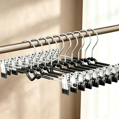 30 cm Metall Hosenbügel, 20 Stück Kleiderbügel mit rutschfest Klammern,Rockbügel Hosenbügel Klemmbügel Platzsparend für Hosen Shorts Röcke Socken Unterwäsche