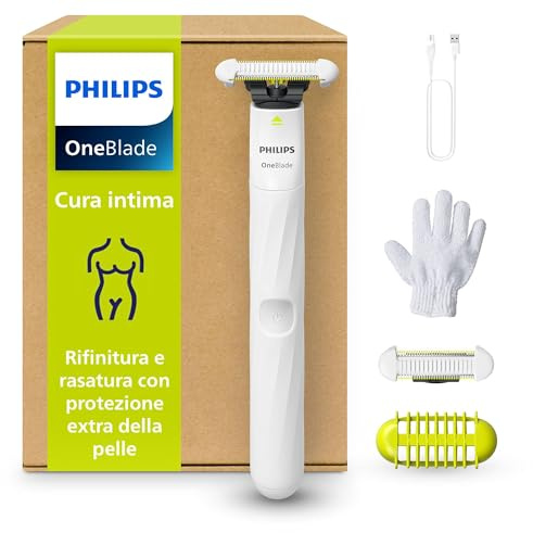 Philips OneBlade Intimate, intimvård, trimma och raka med extra hudskydd, för ett välvårdat resultat utan att raka helt slätt, modell QP1924/28