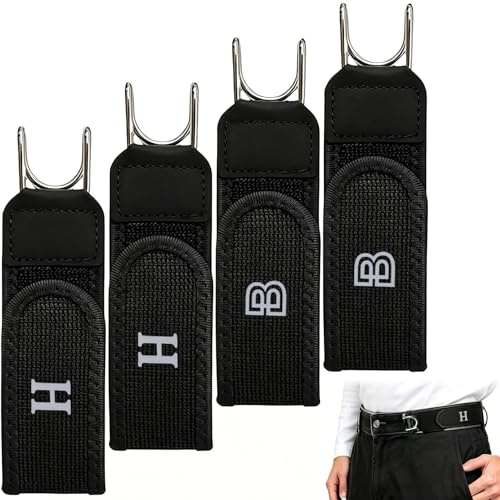 Hiacinto 4 Stück Gürtel Ohne Schnalle Herren Damen - Schnallenloser Elastischer Gürtel mit Metallhaken & Klettverschluss - Verstellbar - für Beruf, Freizeit & Business (Schwarz)