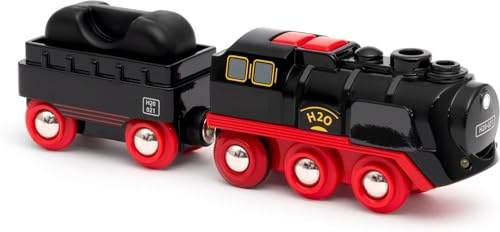 Generico Tren de vapor a batería con luces y humo, accesorio para pista de tren, ideal para árbol de Navidad, efectos realistas, materiales seguros y resistentes