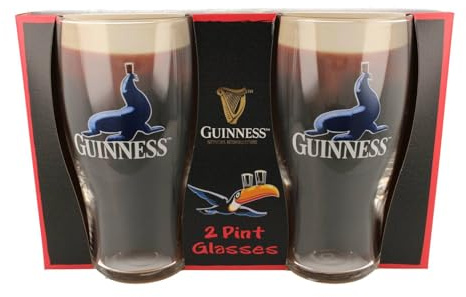 Guinness Official Pint Glass Gift Set – Twin Seal Design – Set of 2 Pint Glasses – Guinness Beer Glasses