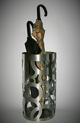 Regenschirmständer Design Circle, 49 x Ø 22,5 cm, Edelstahl mattiert, Marke: Szagato, Made in Germany (Schirmständer, Schirmhalter, Regenschirmhalter gebürstet)