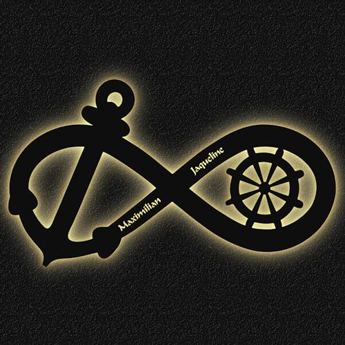Schlummerlicht24 Partner Geschenke Anker Ruder Liebe Unendlichzeichen Holz maritim Geschenk mit Namen individuell