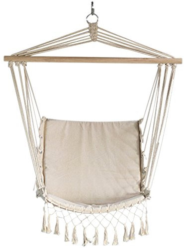 L Living Top Hängesitz Hängesessel Hängestuhl beige Makramee Hängeschaukel 90x70x115 cm