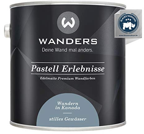 Wanders Pastell Erlebnisse 2,5L - Stilles Gewässer/blasses Blau-Grau - Edelmatte Wandfarbe! Küchenmöbellack und Möbelfarbe. Kreidefarbe für Holz & mehr. Hohe Deckkraft, schnell trocknend
