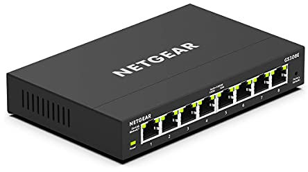 NETGEAR (GS308E) Switch Ethernet Gigabit 8 Ports RJ45 (10/100/1000) Manageable Plus, Format Bureau, Gestion des Câbles Intégrée, Silencieux sans Ventilateur pour Une Connectivité Simple et Abordable