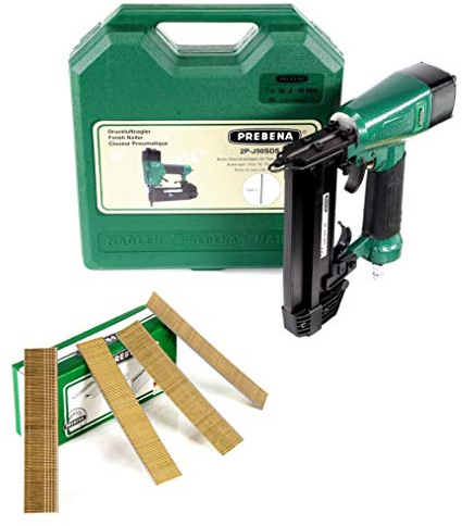 Prebena 2P-J50SDS Luftdruck Druckluftnagler 5-7 bar im Transportkoffer + Prebena Stauchkopfnägel Brads 25 mm 5000 Stück - aus verzinktem Stahl, geharzt