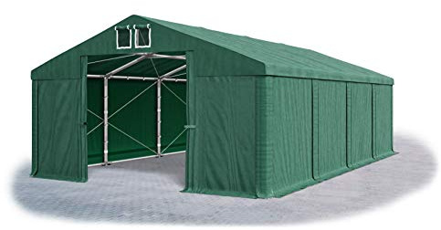 Das Company Tenda di stoccaggio verde scuro 5x8x2m Impermeabile 560 g/m2 PVC Telone Costruzione Winter Plus sul Fondo e Rinforzi Tetto e dell'Ingresso tutto l'anno con cavi d'acciaio