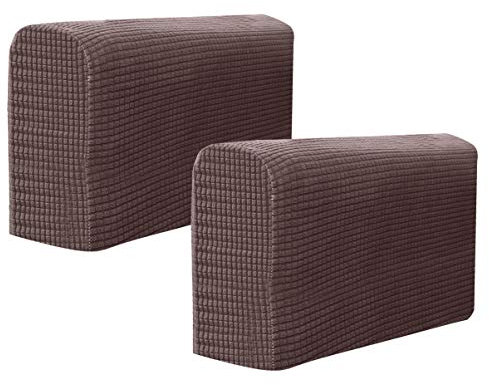 BESPORTBLE Silla de Brazos Sofá Reposabrazos Cubierta Estiramiento Sillón Funda Protectora Elástica Oficina en Casa Reclinable Sofá Paño 2 Piezas (Café Oscuro)