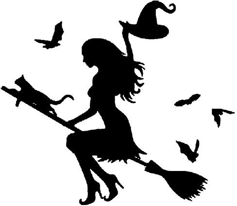 Porfeet Autocollant De Voiture, Sorcière sur Balai Volant Voiture Auto Autocollant Pare-Chocs Fenêtre Ordinateur Portable Halloween Bricolage Décalque Noir