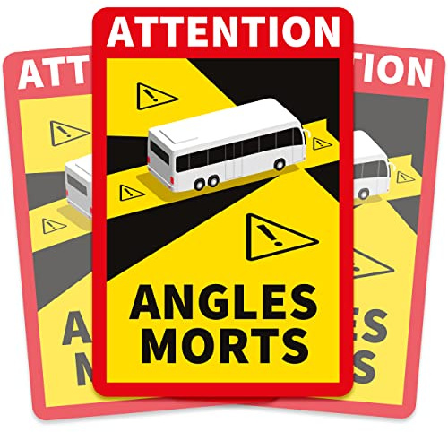 3er Set Wohnmobil Toter Winkel Aufkleber (17 x 25 cm) - Verpflichtend für Frankreich - Angles Morts für Bus