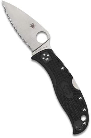 Spyderco Knives Leafjumper Lockback C262SBK Serrated VG-10 Black Pocket Knife