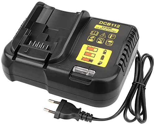 Waitley Chargeur Li ION 10,8V - 18 V Compatible avec Batteries DeWalt | Compatible avec les batteries DeWalt XR remplace les chargeurs DCB112 et DCB115 multivoltage 10,8 V - 18 V