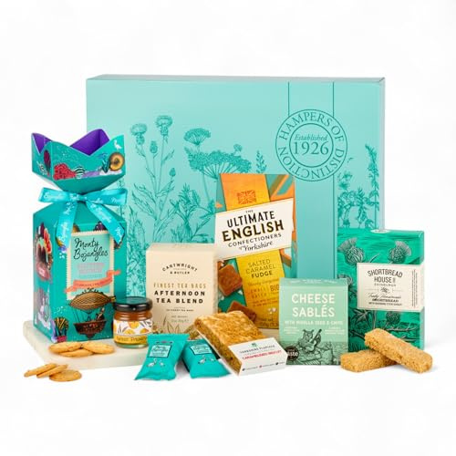 Afternoon Tea Hamper | Luxury Tea & Treats Gift Box with Truffles, Flapjack, Shortbread, Fudge & Preserve | Birthday, Thank You, Mother’s Day & Special Occasion Gift