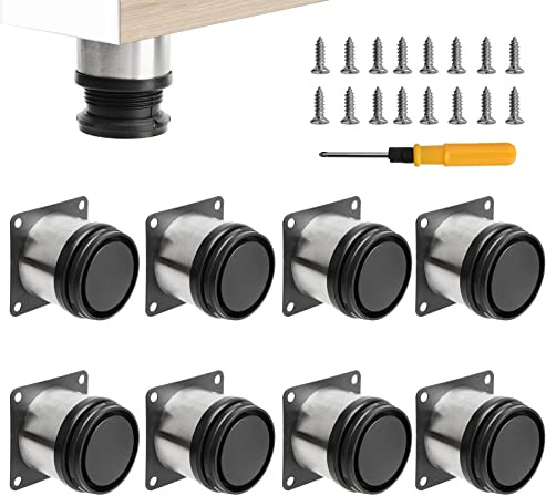 Toolzia 8Pcs Furniture Legs, 1.97/5cm Adjustable Furniture Support Feet,Adjustable Height Replacement Support Feet Legs for Sofa Table Chair Desk Kitchen Cupboard Cabinets Legs Feet (Silver)