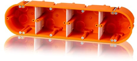 F-tronic 5 Stück Hohlwand Gerätedose HW40 orange, Kunststoff, 4x Ø 68mm, 63mm tief, 4 Rohreinführungen M16, 10 Rohreinführungen M20