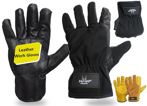 HMH Sports Leder-Gartenhandschuhe für Männer und Frauen – Robuste Arbeitsschutzhandschuhe – Bequeme, atmungsaktive Sicherheitshandschuhe – Schützende Gartenhandschuhe für Männer und Frauen mit starkem