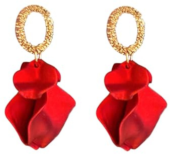 KBRPEY Pendientes Mujer Pétalo Colgantes Pendientes Acrílico Pendientes Vintage Florales Exagerada Flor Plata Pendientes Joyería para Mujeres Niñas Borla Fiesta