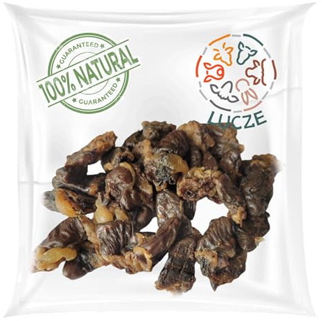 Lucze, Premium Hähnchenherzen für Hunde, 100% Natürlich & Getrocknet, Schonend Luftgetrocknet, Leckerli & Belohnung, Hypoallergen & Ohne Zusatzstoffe, Kau-Snack für Alle Hunderassen, 500g