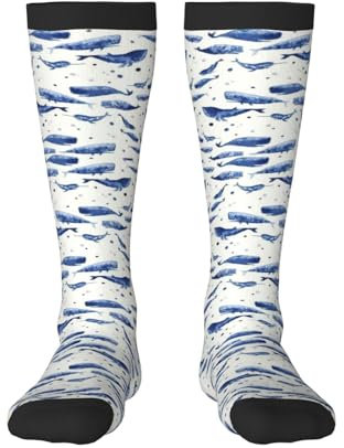 Kleine blaue Wal-Schwimmsocken für Damen und Herren, lustige Freizeitsocken, warme Wintersocken, 2 Schwarz, 1, Einheitsgröße