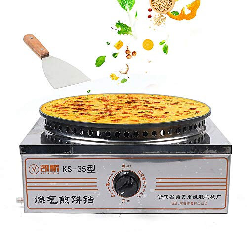 Crêpière, 110 V 3400 W 50-300 ℃/122-572 ℉ 40,6 cm Double tête électrique Circulaire pour céréales, poêle à crêpes, Plaque Plate antiadhésive Commerciale avec Outil Plat Roulant sans Prise (GPL)