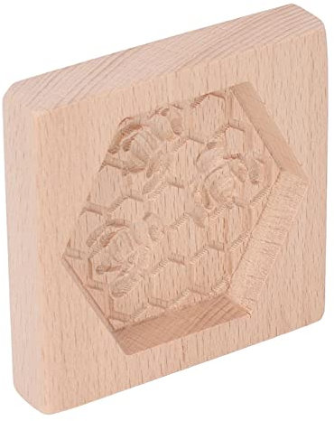 Wooden Cookie Mould Beechwood Reusable Washable Biscuit Press Stamp for Kitchen Baking (Bee)