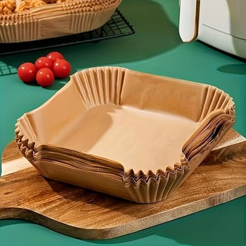 Air Fryer Liners - Pack of 50 6.5 inch I airfryer Liners Disposable I Square air Fryer Liners I Non-Stick l Disposable Trays I Compatible with COSORI, Ninja, Tower Cosori